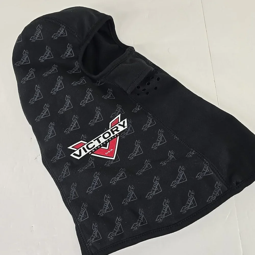 VICTORY MOTORCYCLE BLACK BALACLAVA FACE MASK LOGO ACCENT *DISCONTINUED* *VGC*...